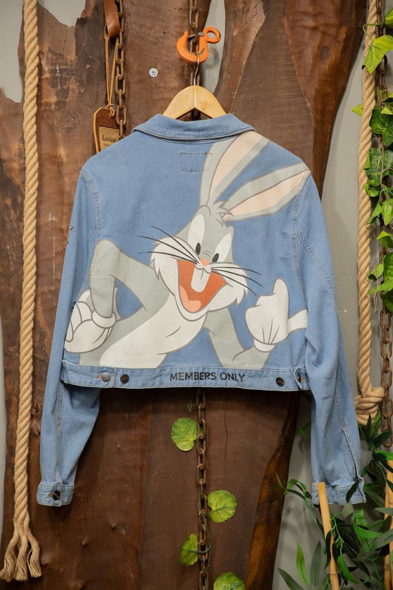 2000s Bugs Bunny Cropped Denim Ceket