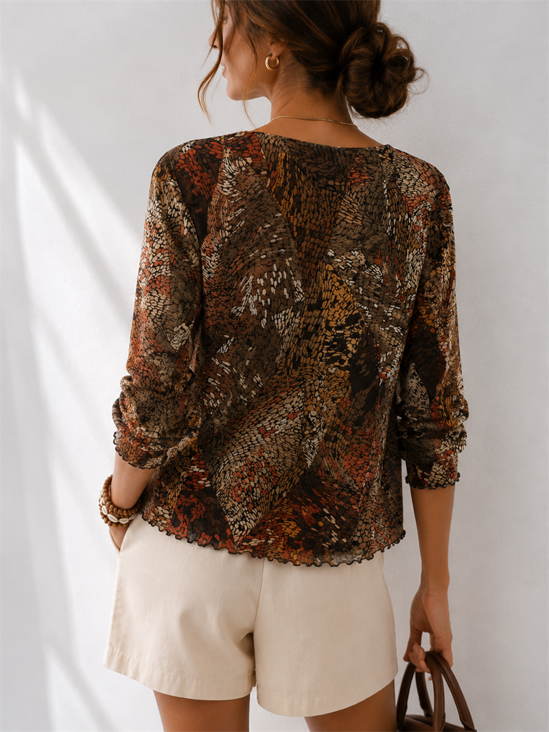 2000s Butterfly Boho Blouse