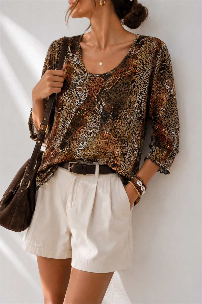2000s Butterfly Boho Blouse