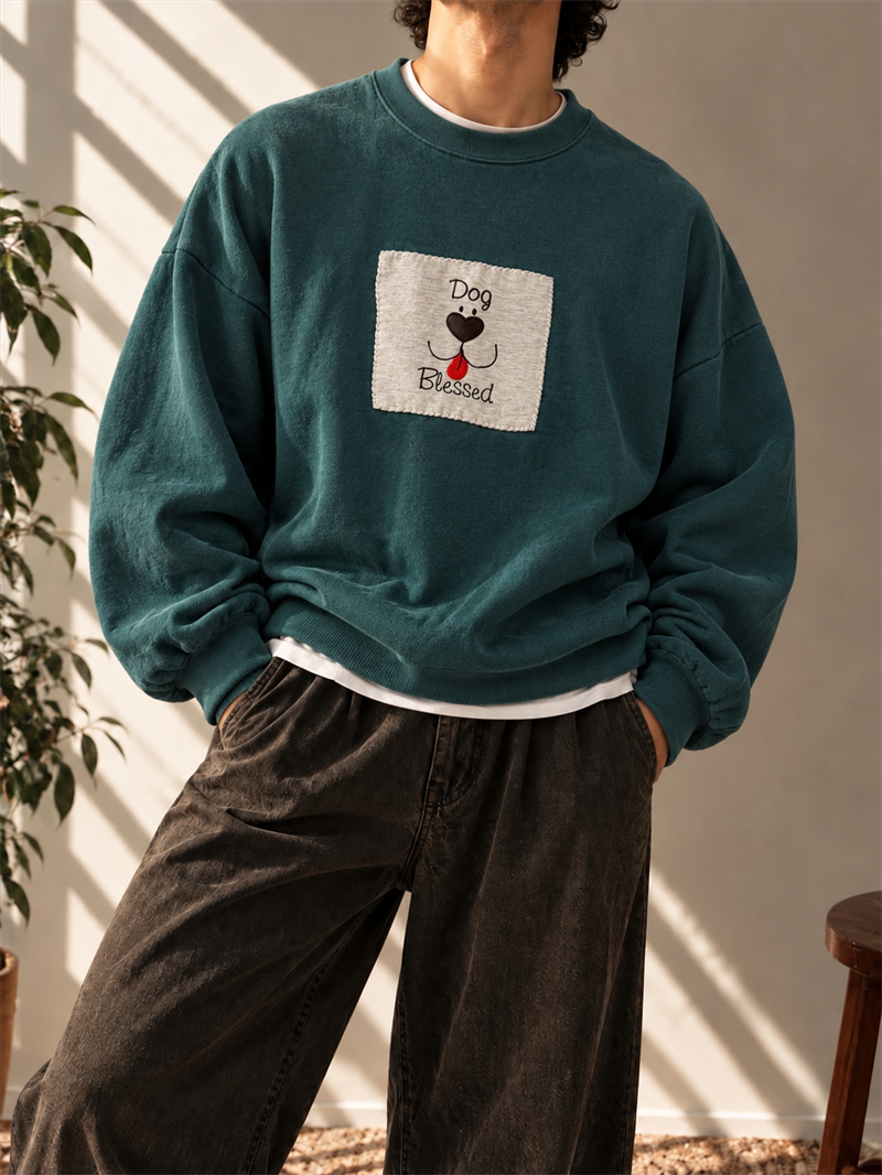 2000s Dog Blessed Oversize Sweatshirt