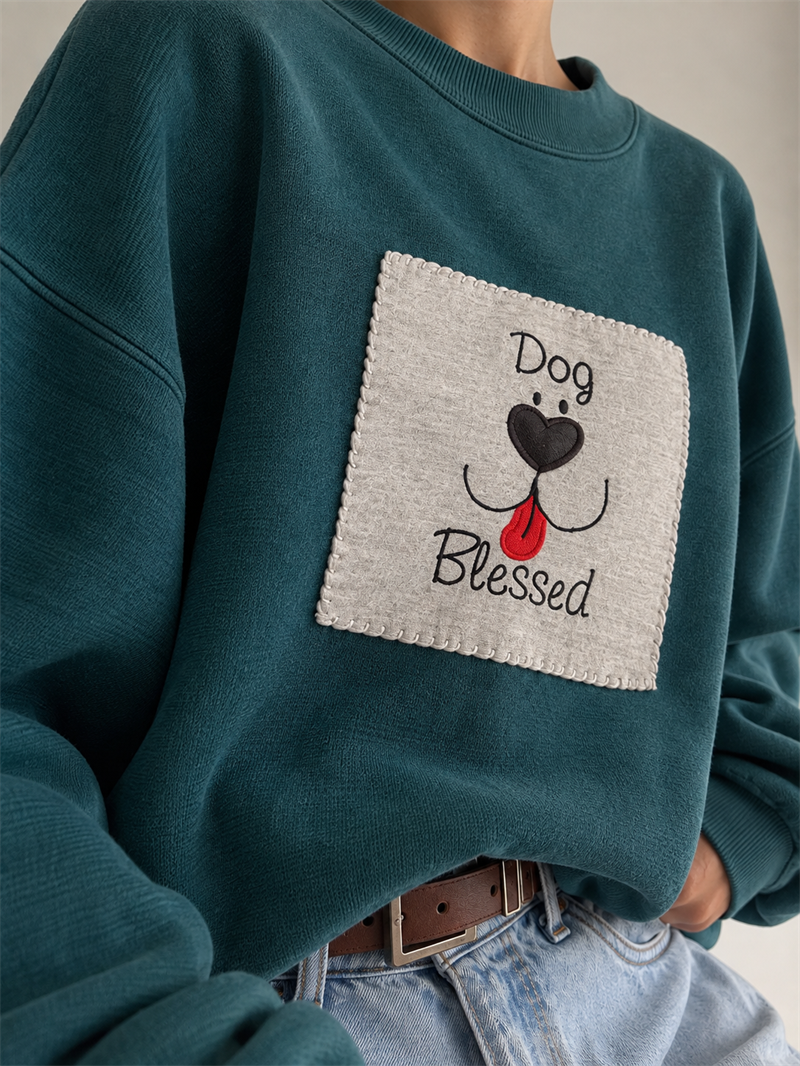 2000s Dog Blessed Oversize Sweatshirt