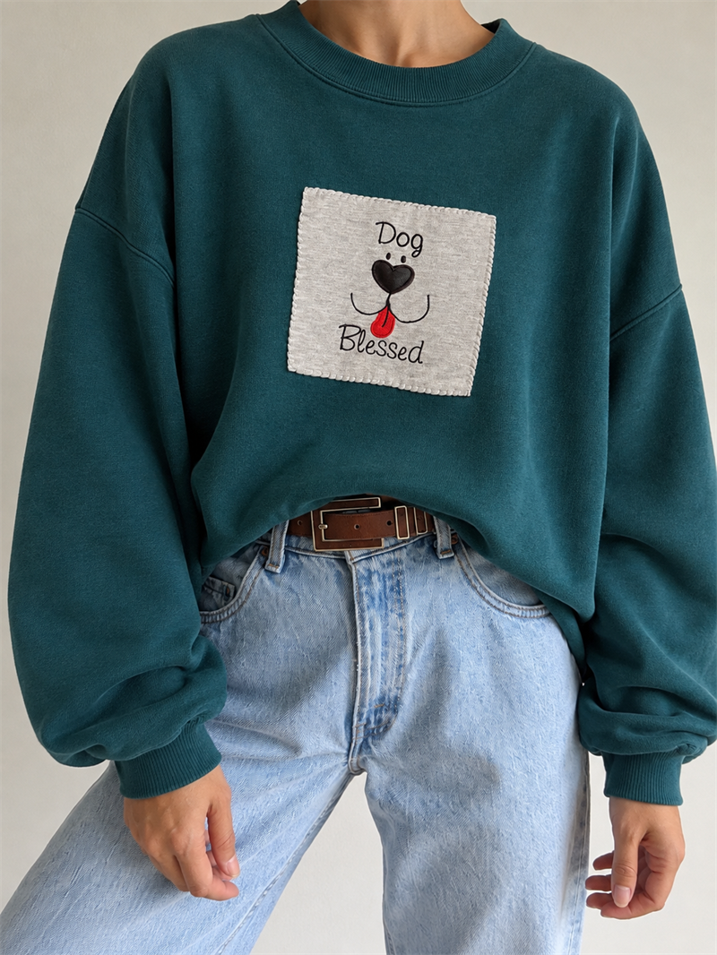 2000s Dog Blessed Oversize Sweatshirt