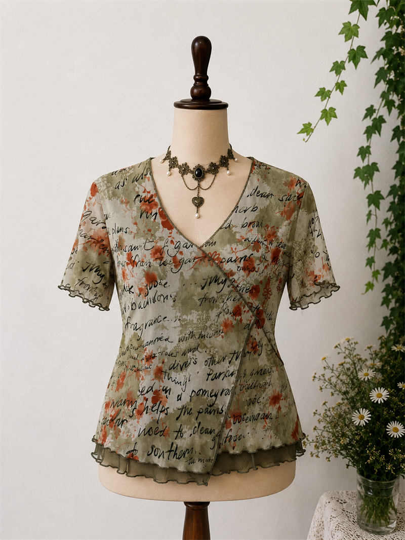 2000s Floral Bluz