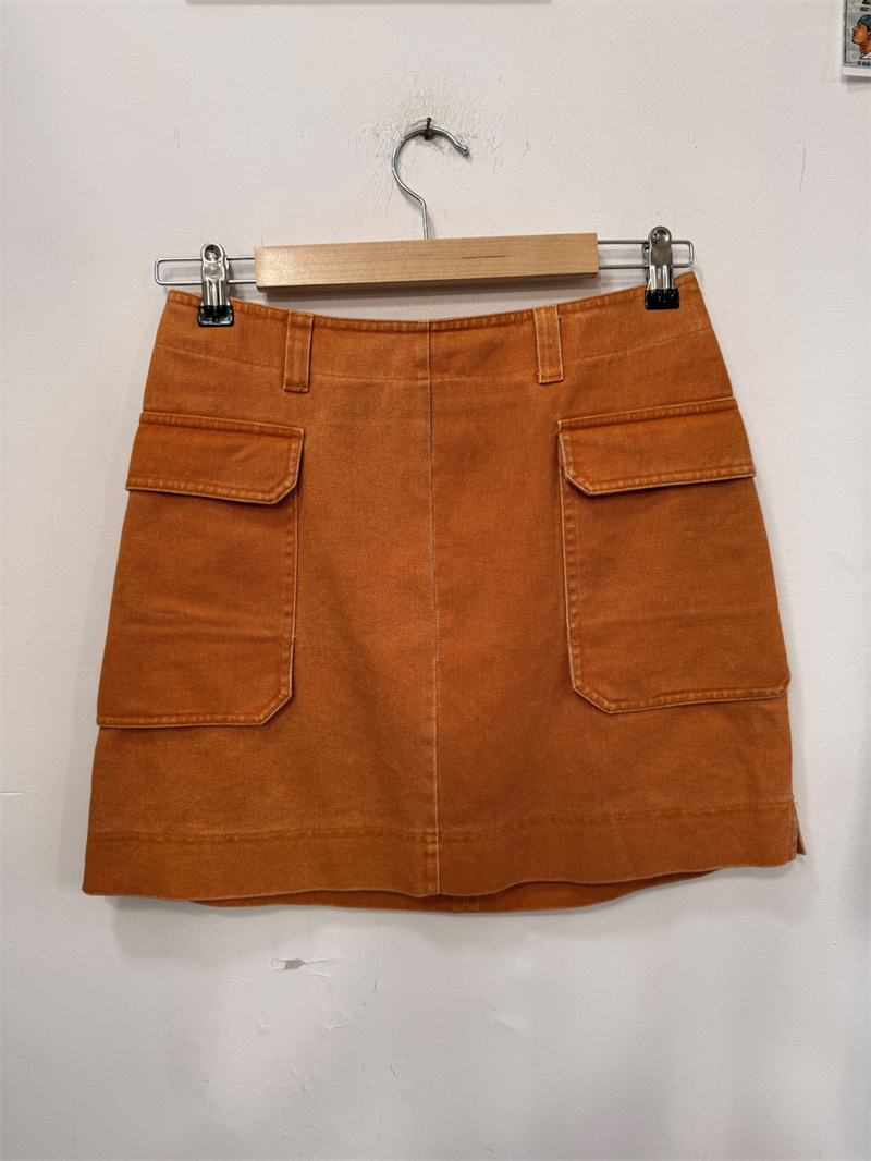 2000s Orange Denim Mini Etek