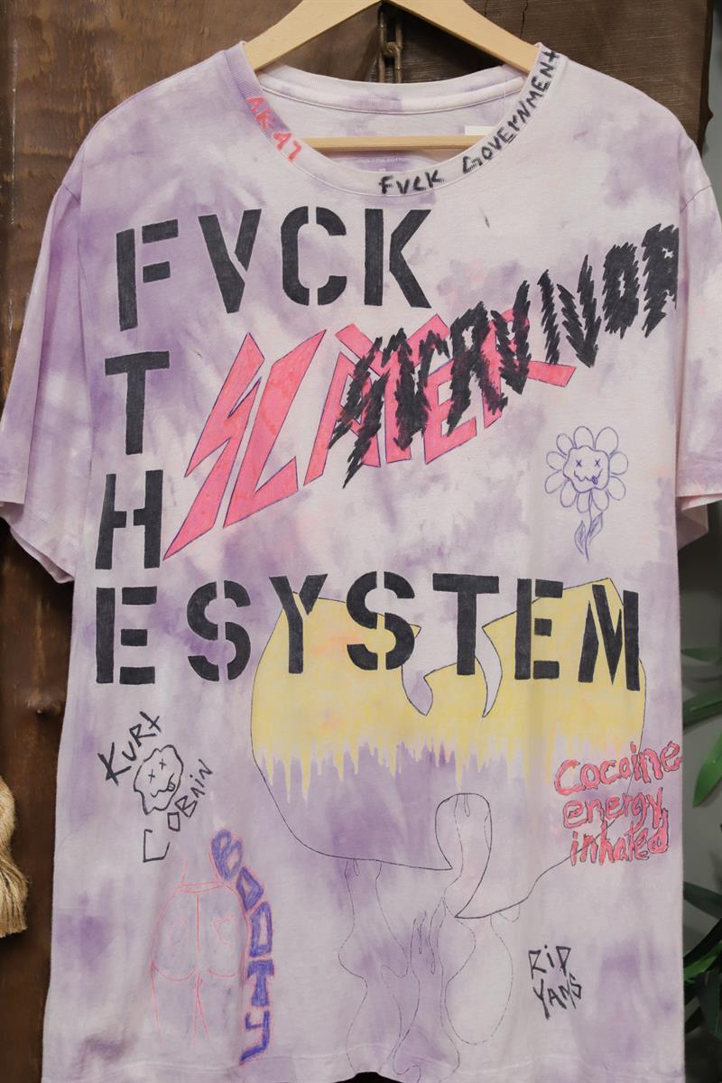 2000s Punk Doodle Baskılı Tişört