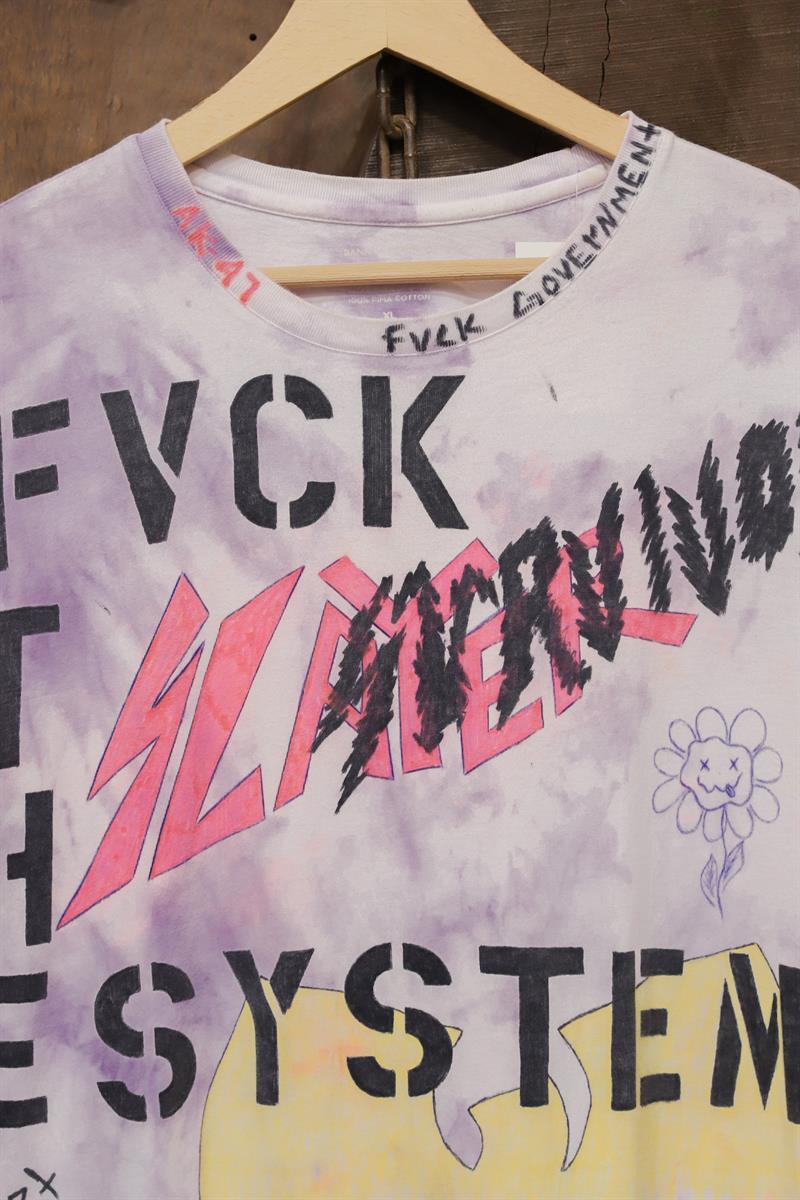 2000s Punk Doodle Baskılı Tişört