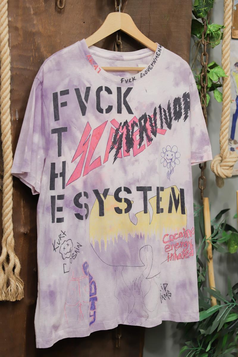 2000s Punk Doodle Baskılı Tişört