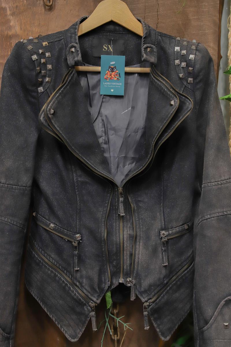 2000s Rock Moto Denim Ceket