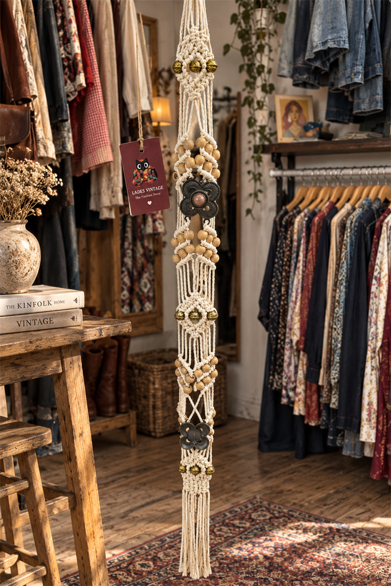 70/80s Ahşap Boncuklu Boho Kemer