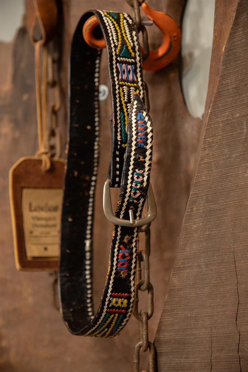 70s-80s Boho Hippie Örgü Deri Kemer