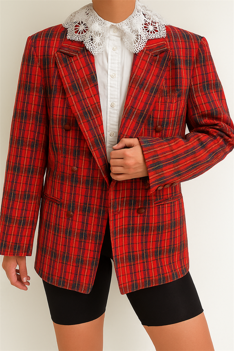 70s Ekoseli Austrian Ceket