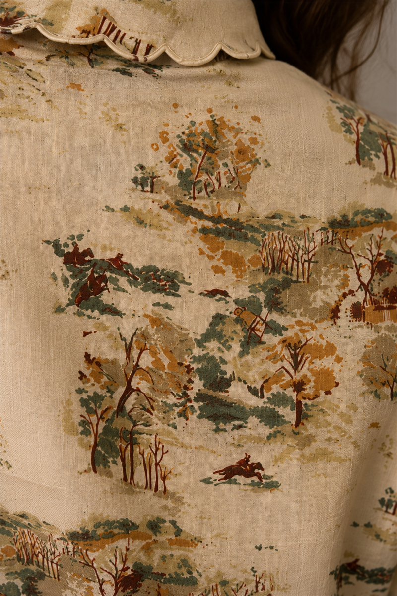 70s Fırfır/Toile de Jouy Tarz Gömlek