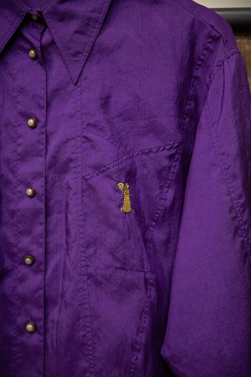 70s France Purple Tasarım Kadın Gömlek