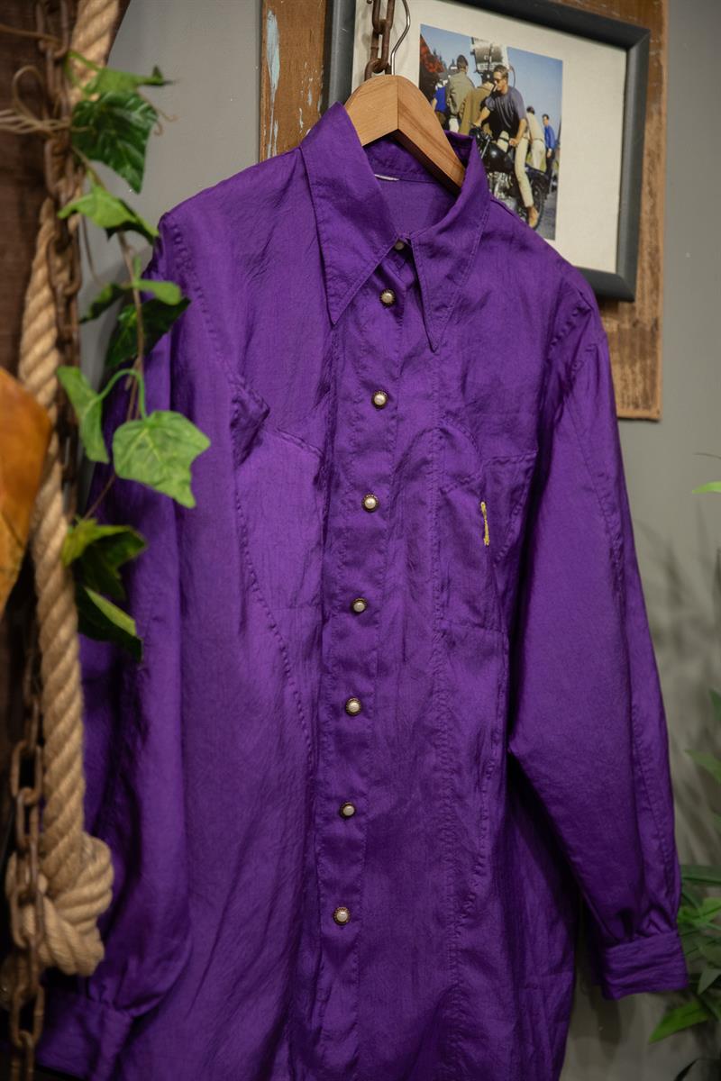 70s France Purple Tasarım Kadın Gömlek