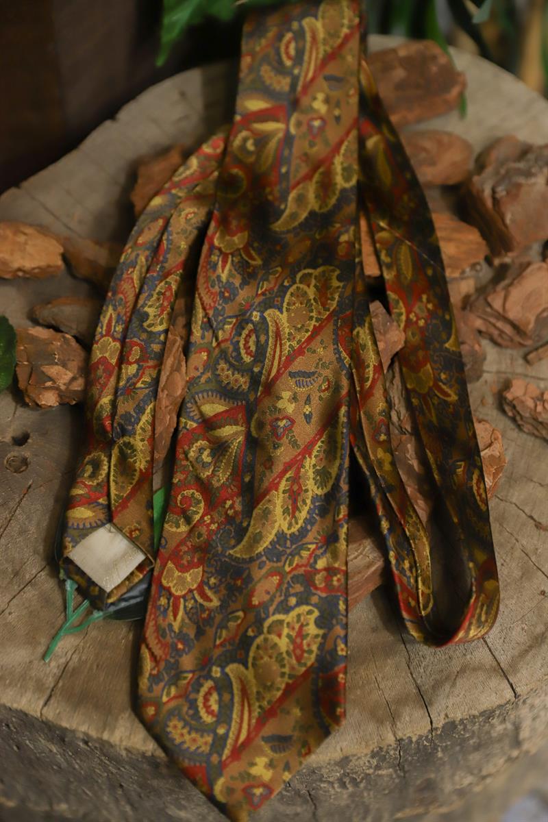 70s Mustard Saf İpek Kravat