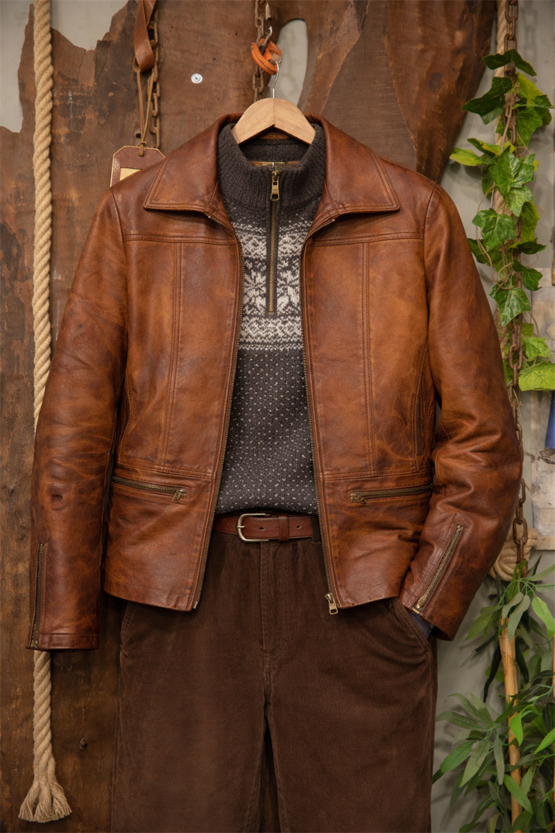 70s Western Classic Deri Ceket