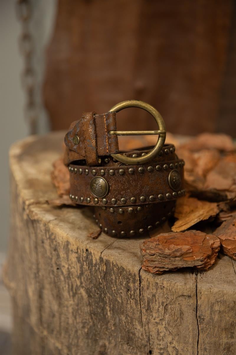 70s/80s Rocker Zımbalı Deri Kemer