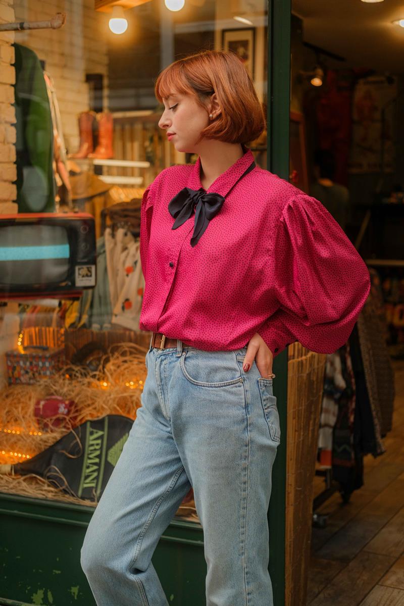 80ler Yaka Detaylı Kadın Gömlek