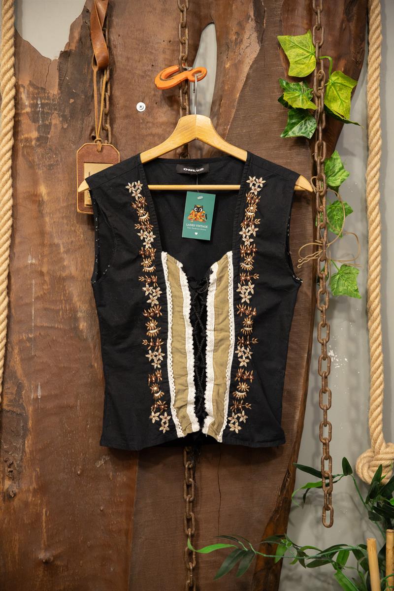 80s-90s Bohemian Nakışlı Korse