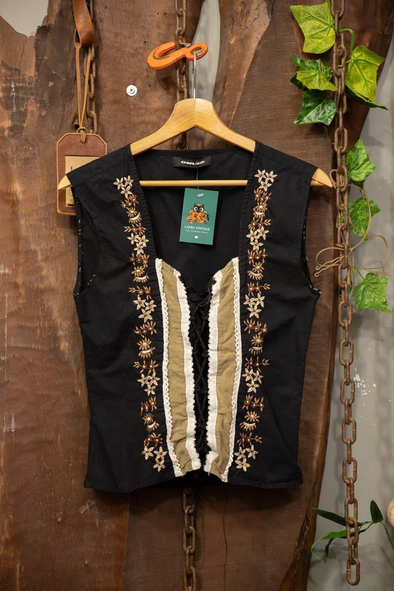 80s-90s Bohemian Nakışlı Korse