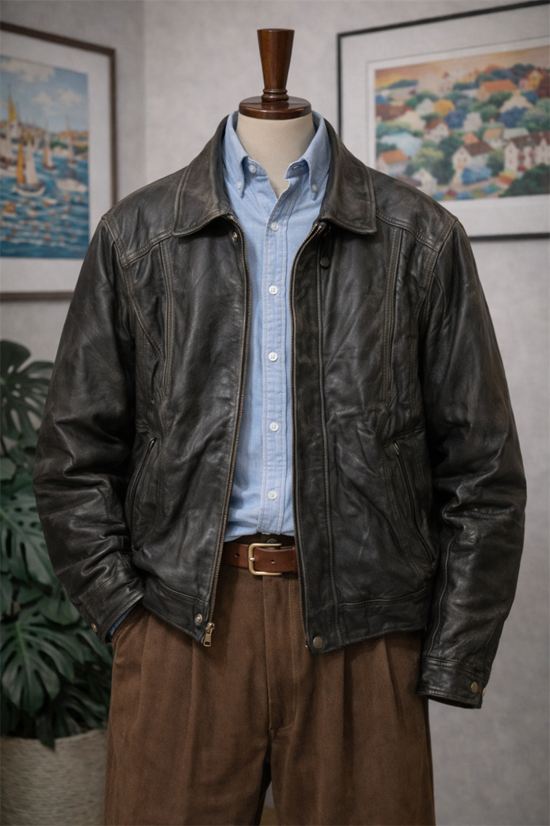 80s-90s Oversize Bomber Deri Ceket
