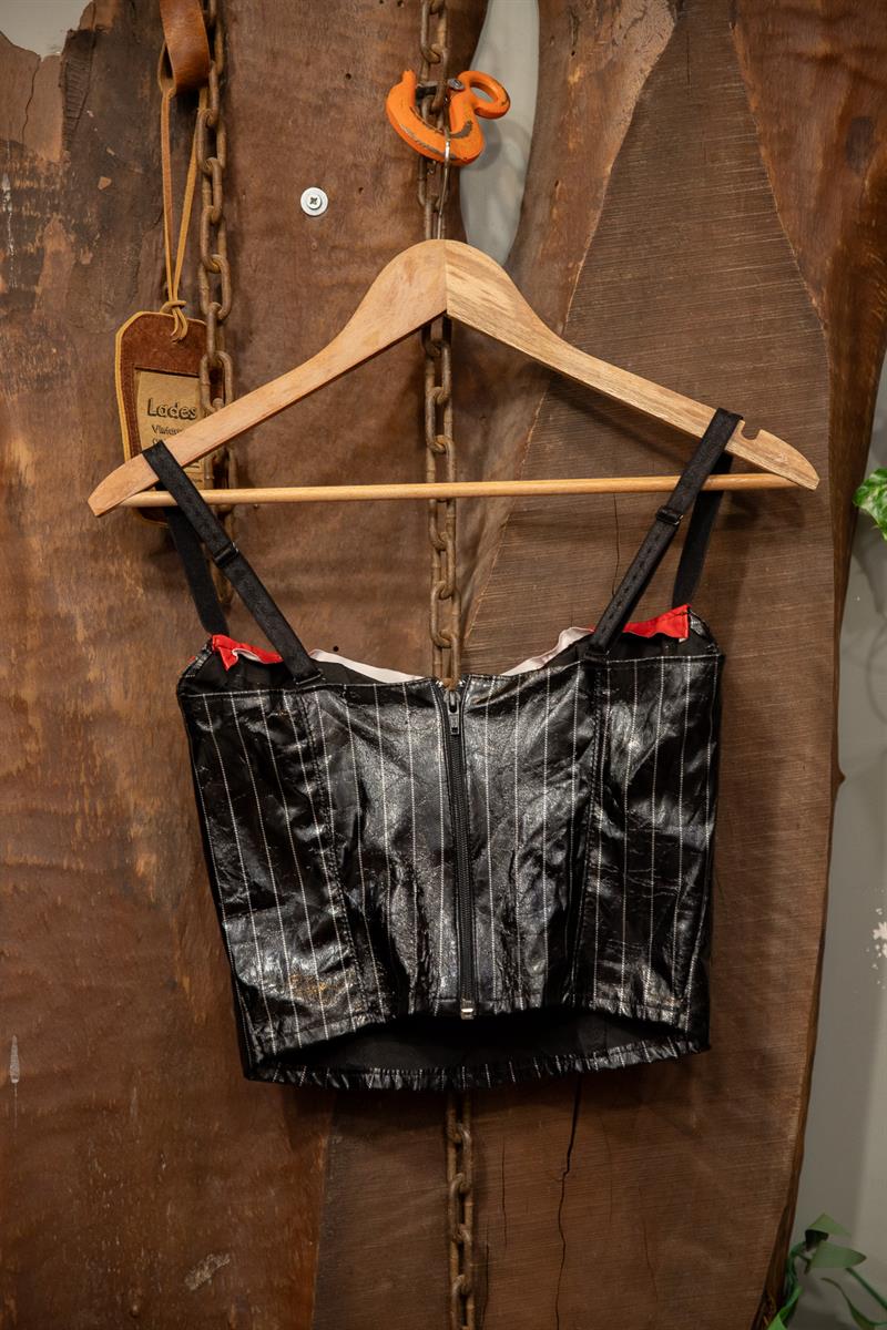 80s-90s Shiny Vinyl Kravatlı Top