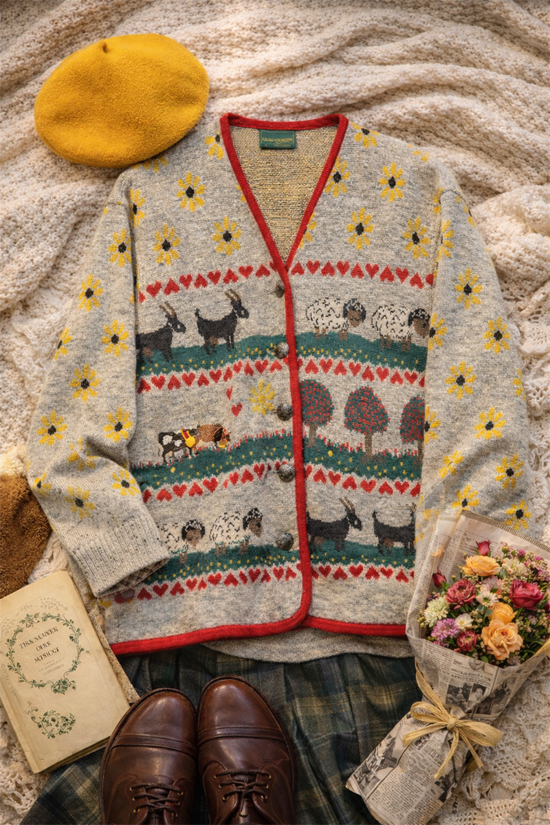 80s Animal Wool Ceket/Hırka