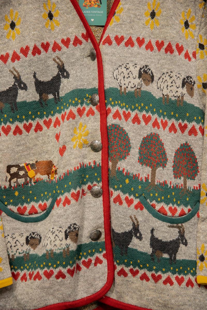 80s Animal Wool Ceket/Hırka