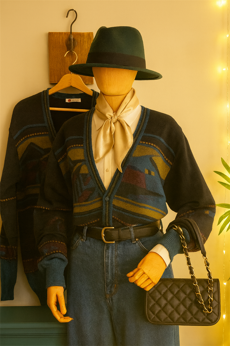 80s Aztec Oversize Hırka