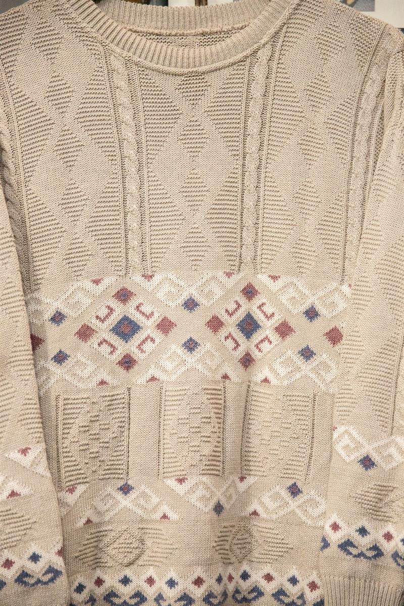 80s Bej Desenli Kazak
