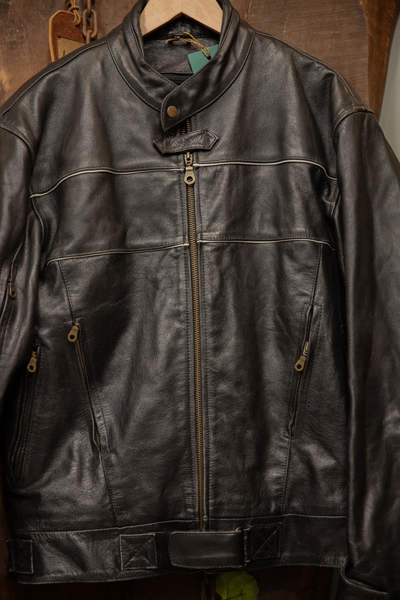80s Black Biker Moto Deri Ceket