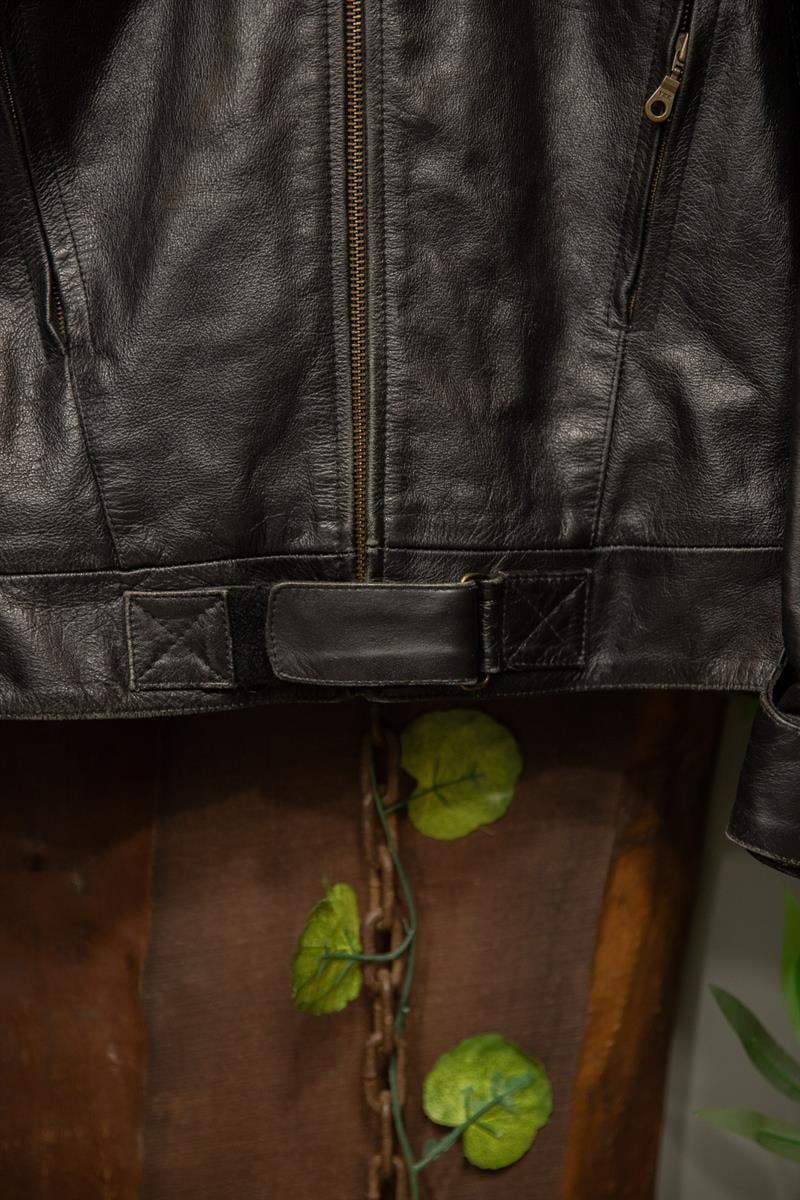 80s Black Biker Moto Deri Ceket