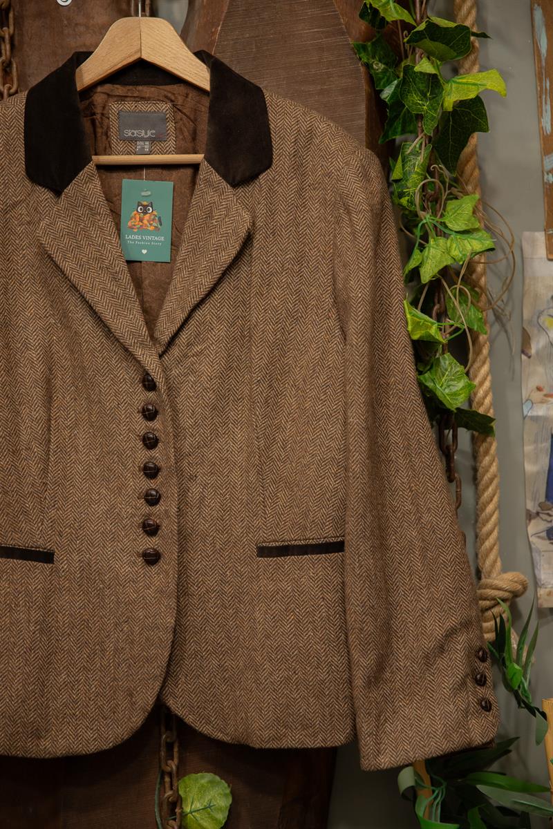 80s Brown Tweed Blazer Wool Ceket