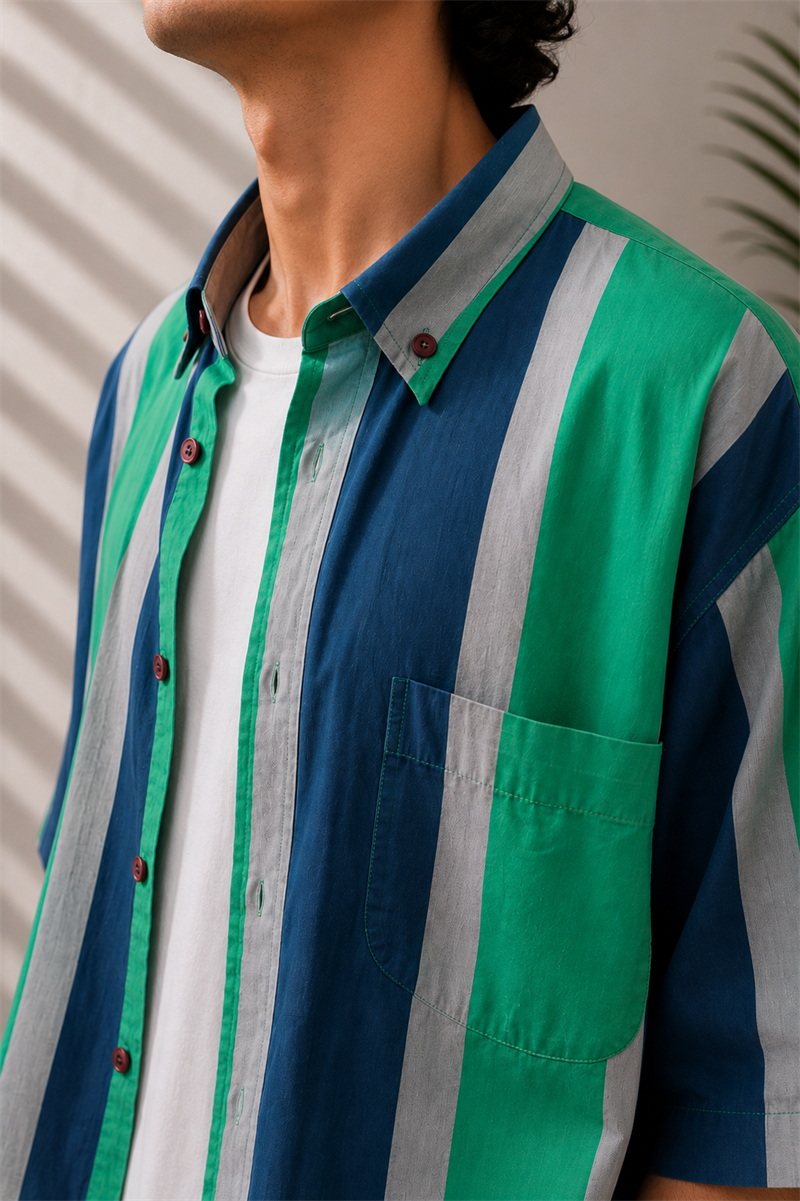 80s Button-Down Tek Cepli Gömlek