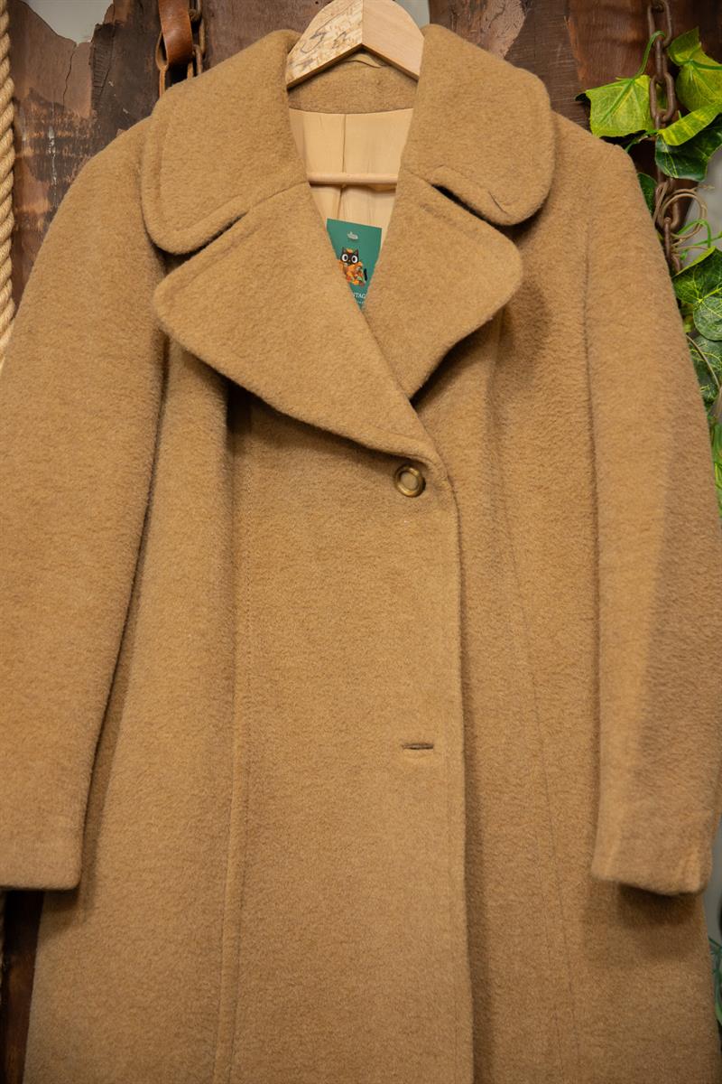 80s Camel Wool Kürk Kaban
