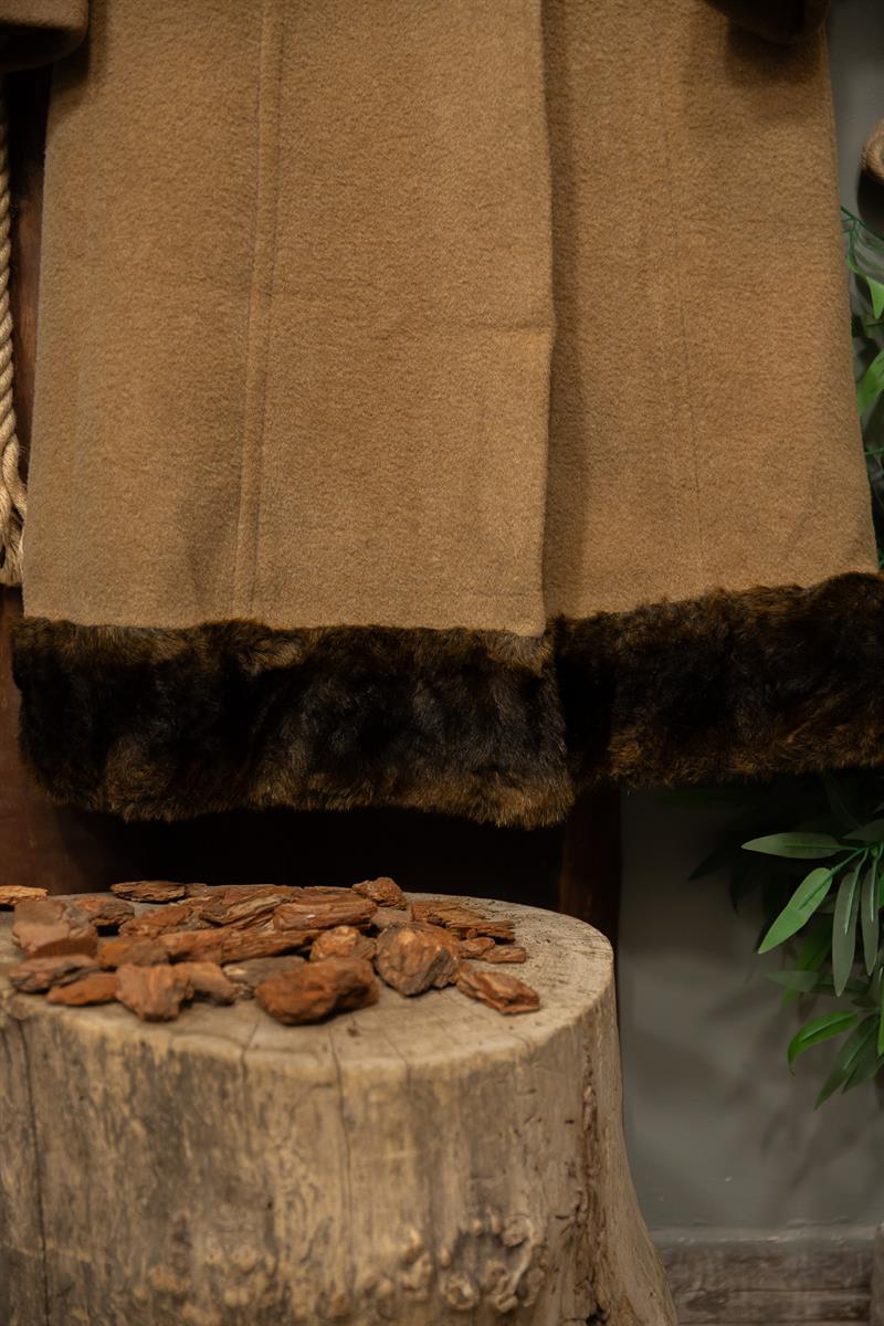 80s Camel Wool Kürk Kaban