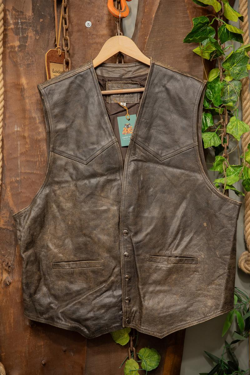 80s Eskitme Biker Deri Yelek