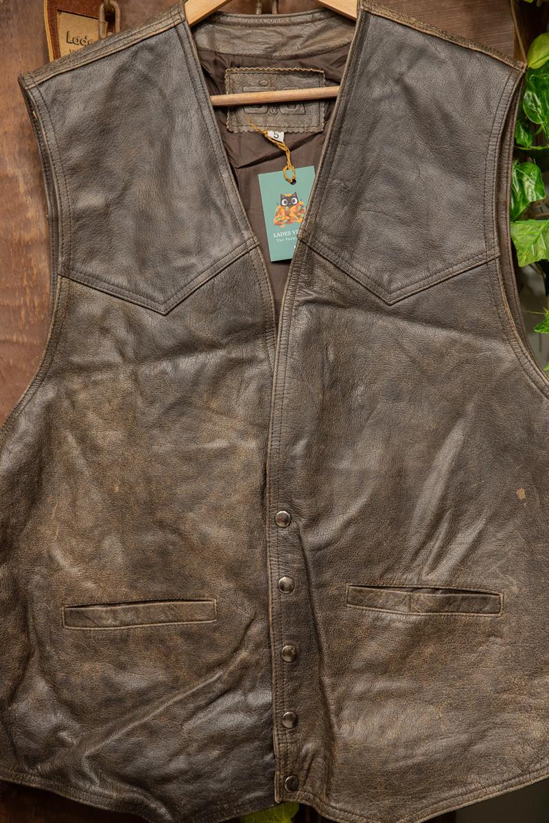 80s Eskitme Biker Deri Yelek