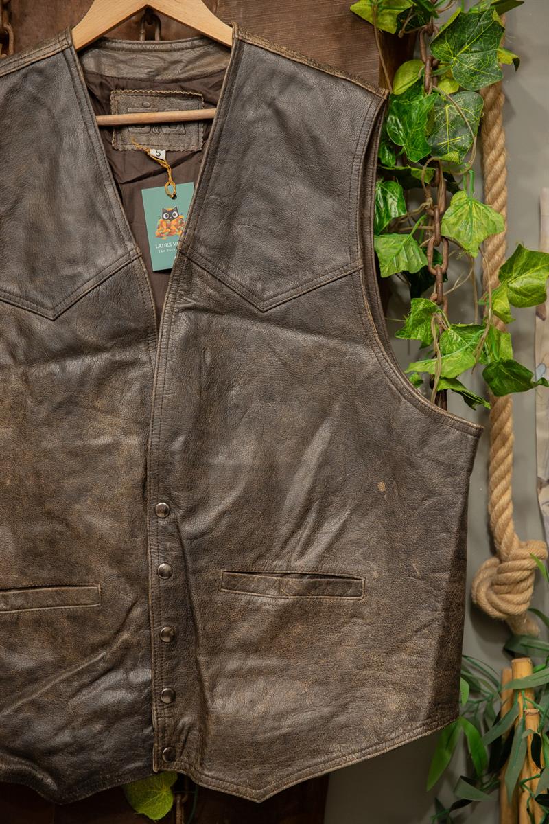 80s Eskitme Biker Deri Yelek