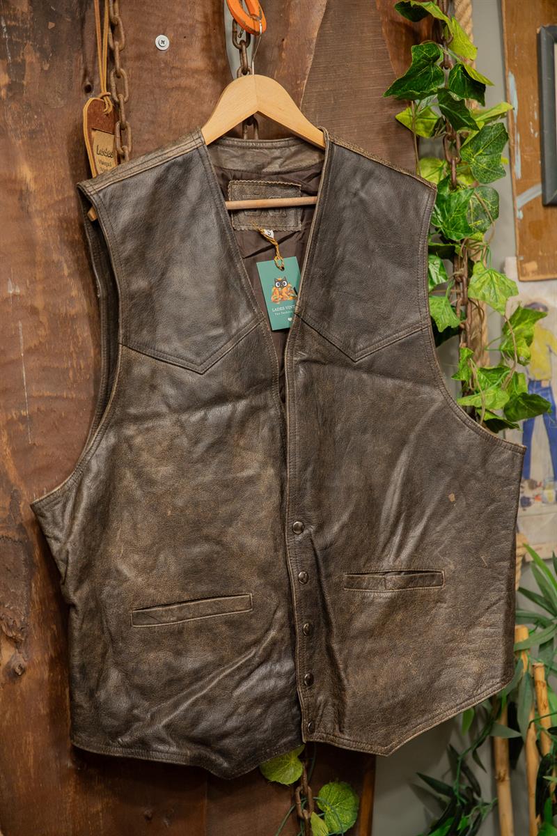 80s Eskitme Biker Deri Yelek