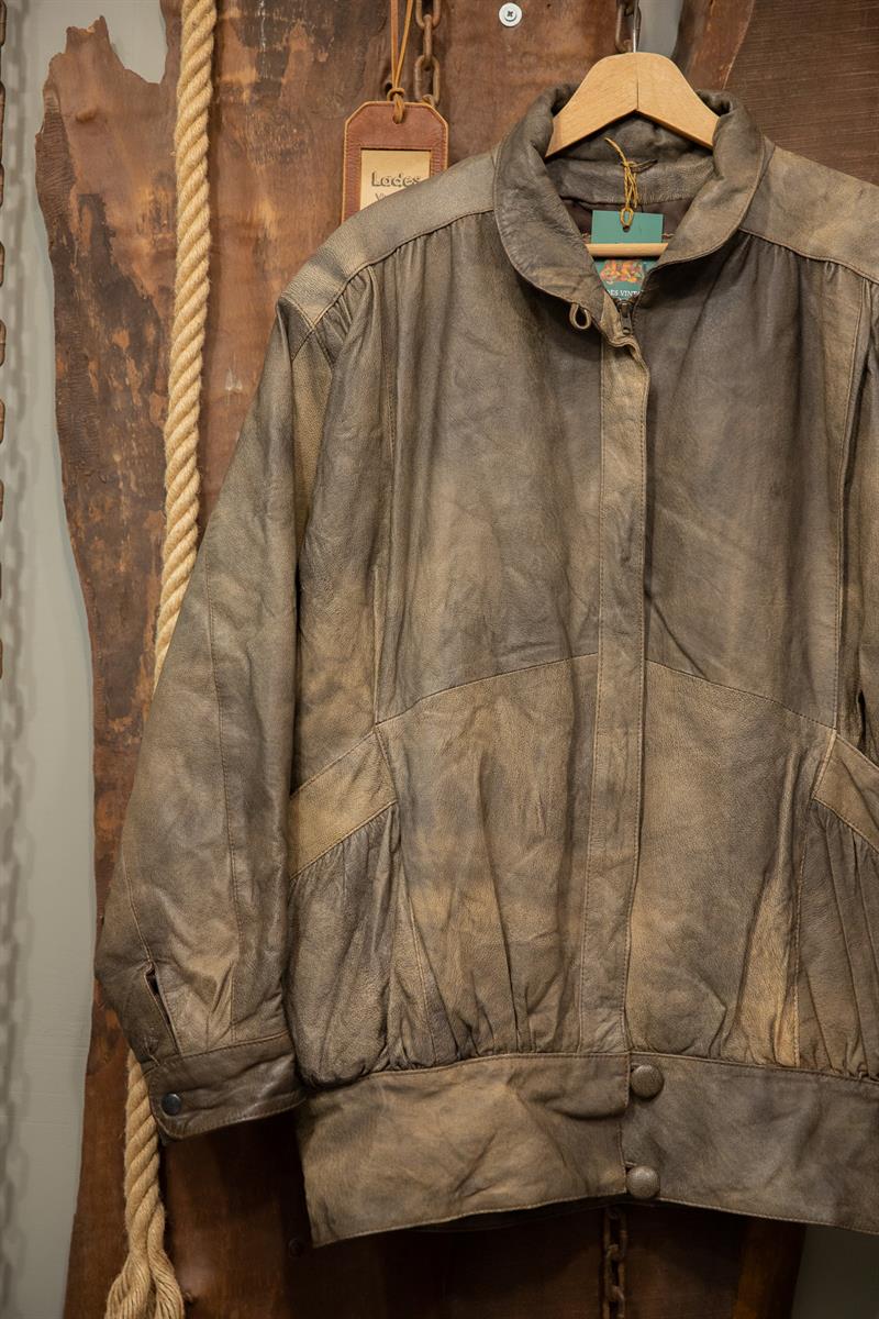 80s Eskitme Bomber Deri Ceket
