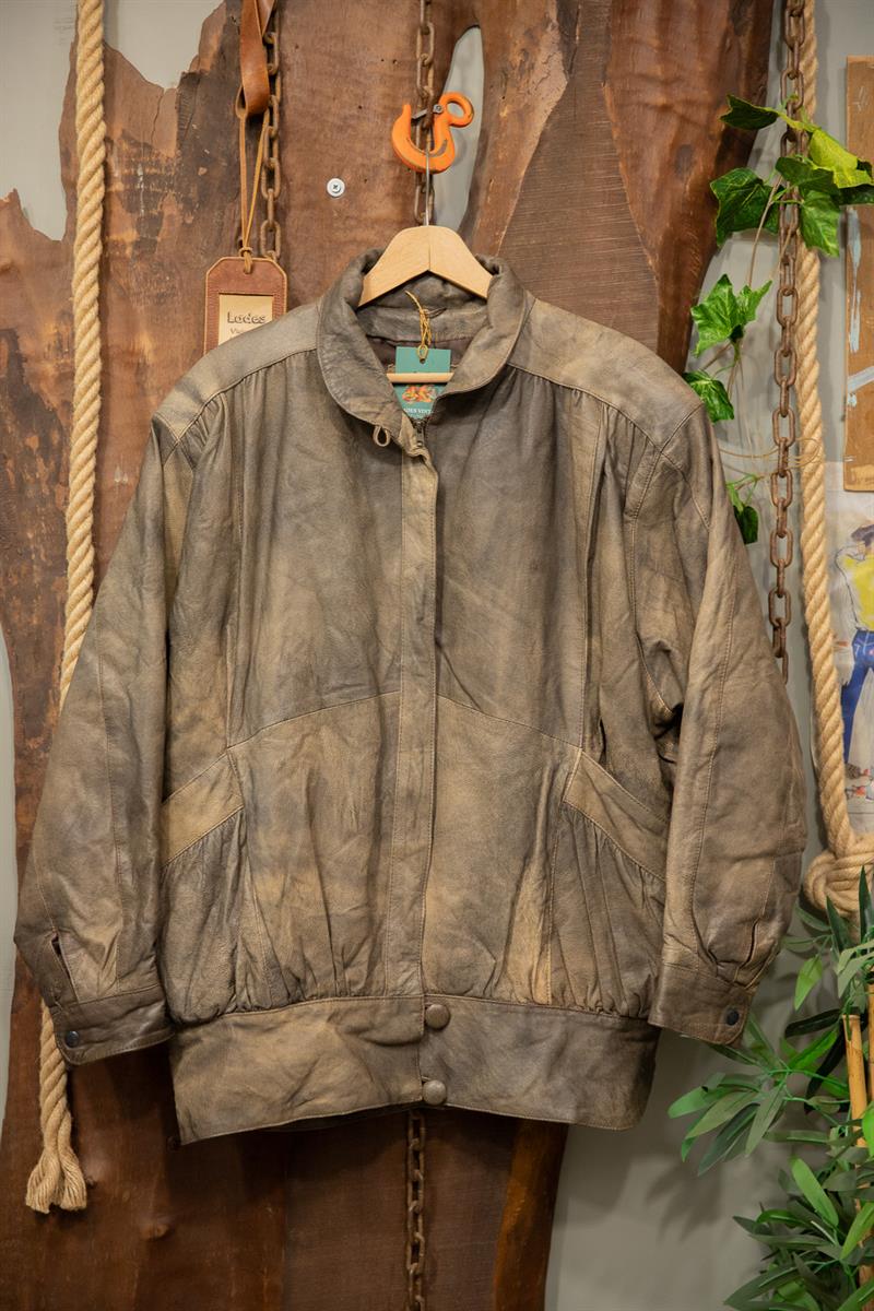 80s Eskitme Bomber Deri Ceket