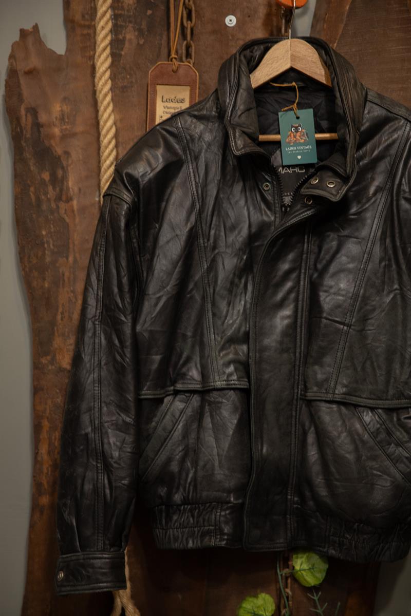 80s Eskitme Moto Hooded Bomber Deri Ceket