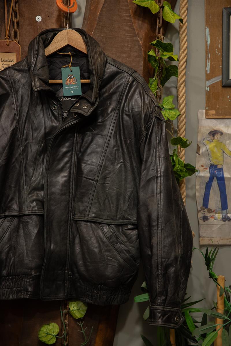 80s Eskitme Moto Hooded Bomber Deri Ceket
