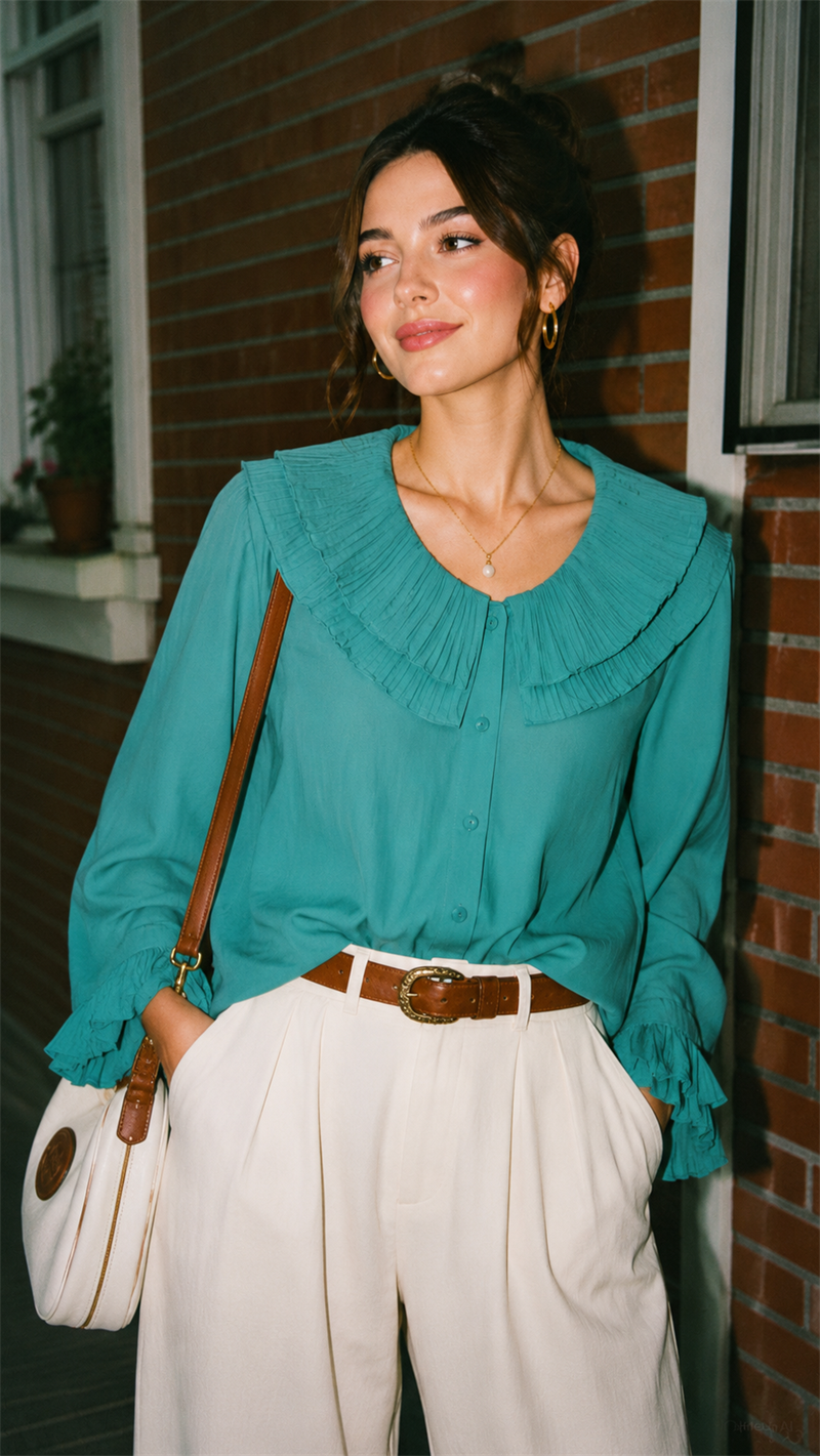 80s Fırfır Yaka Gömlek/Blouse
