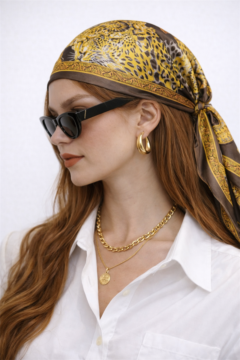 80s Leopard Silk Fular