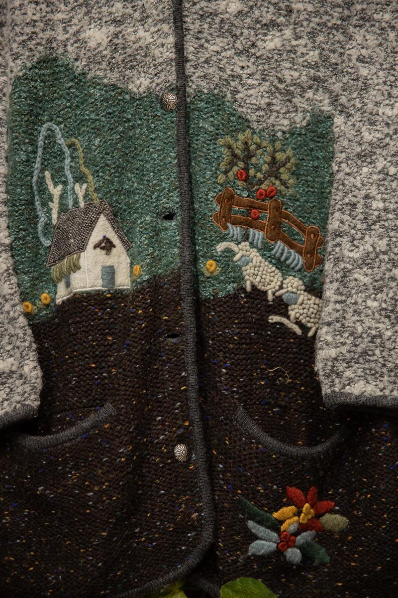 80s Long Folk Nakışlı Vest Hırka/Ceket