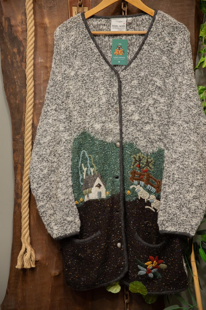 80s Long Folk Nakışlı Vest Hırka/Ceket