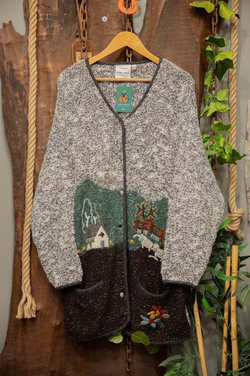 80s Long Folk Nakışlı Vest Hırka/Ceket
