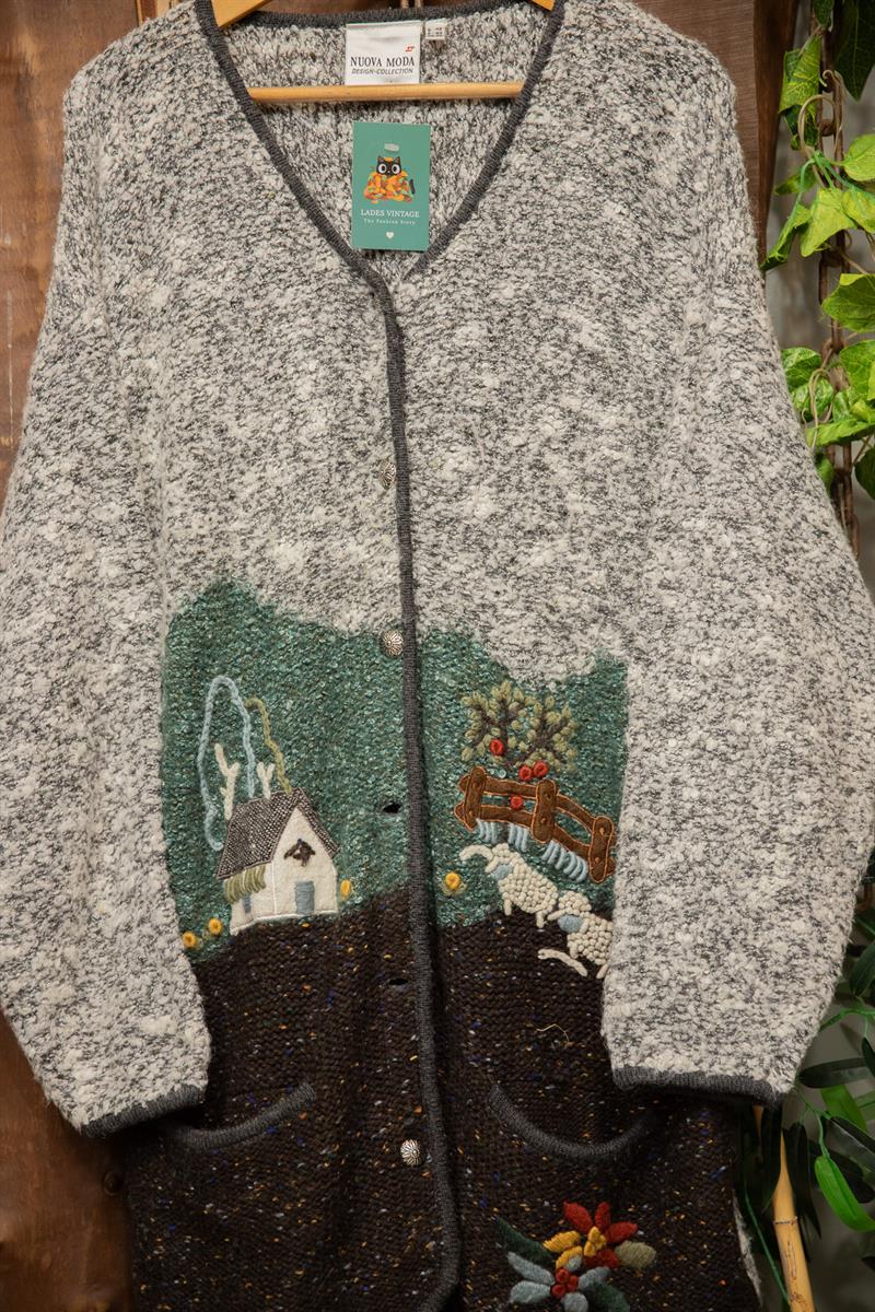 80s Long Folk Nakışlı Vest Hırka/Ceket